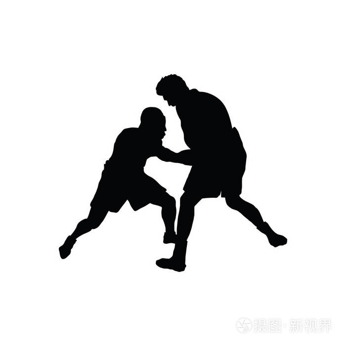 拳击剪影.白色的黑色.向量例证