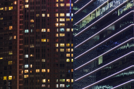 商业建筑的极致变焦新加坡金融区新加坡城市夜景