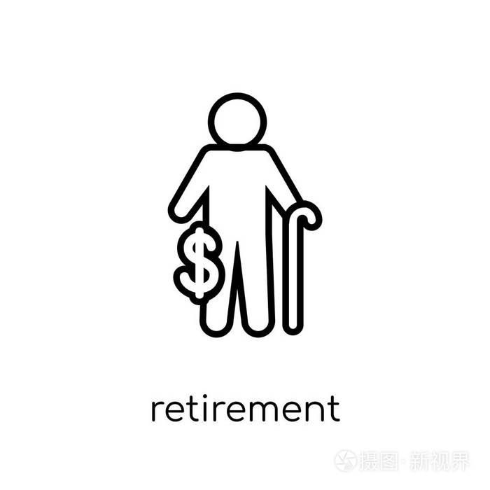 时尚现代平线性向量退休图标在白色背景从细线保险收集 可编辑的概述