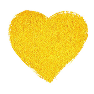 手绘金色抽象的黑色画笔触, 心。在白色