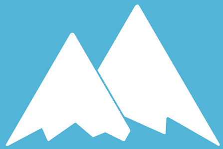 蓝色背景的白色山脉平面图标