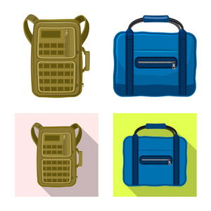 手提箱和行李图标的矢量设计。一套手提箱和旅程矢量图标股票