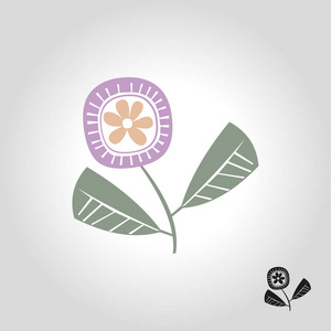 花卉标志, 图标和符号矢量插图