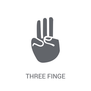 三指手势图标。时尚三指手势标志概念的白色背景从手收集。适用于 web 应用移动应用和打印媒体