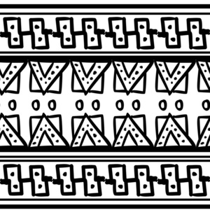 手绘部落无缝图案的黑色和白色与自然绘制元素。阿兹特克玛雅风格矢量插图单色