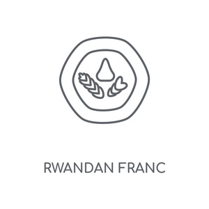 卢旺达法郎线性图标。卢旺达法郎概念笔画符号设计。薄的图形元素向量例证, 在白色背景上的轮廓样式, eps 10