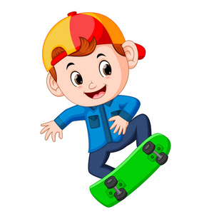 一个滑冰的男孩