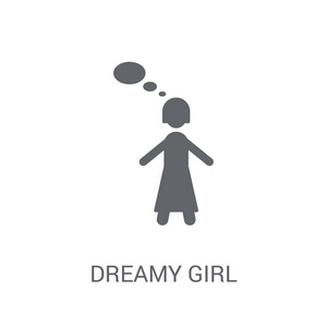 梦幻般的女孩图标。时尚的梦幻女孩标志的概念, 从女士收藏的白色背景。适用于 web 应用移动应用和打印媒体