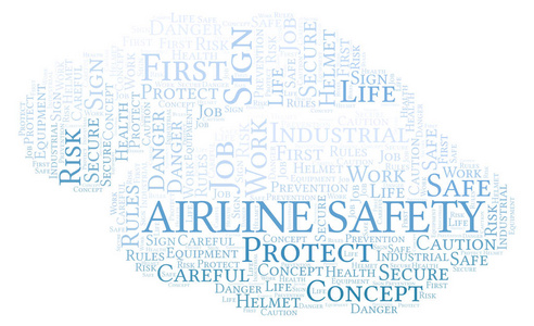 航空公司安全字云。只用文字制作的文字云