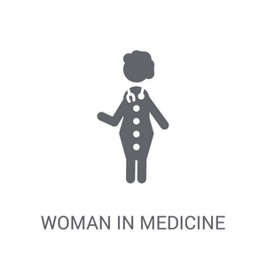 医学中的女人 图标。时尚的女人在医学上的标志概念在白色背景从女士收藏。适用于 web 应用移动应用和打印媒体