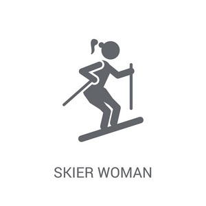 更聪明的女人 图标。时尚滑雪者妇女标志的概念在白色背景从女士收藏。适用于 web 应用移动应用和打印媒体