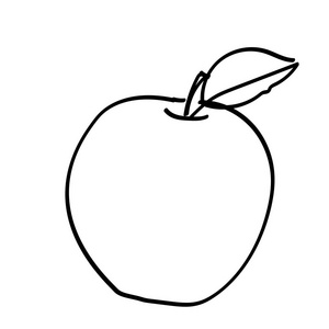 与叶手绘制的苹果