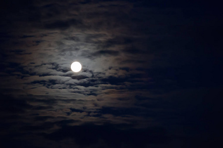 神秘的夜空与月亮和云。月光。背景