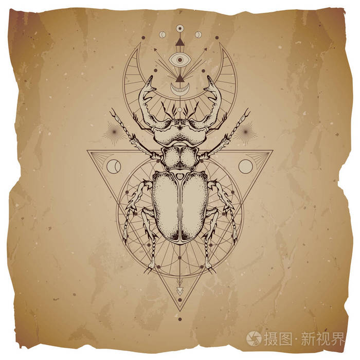 抽象的神秘符号.棕褐色线形形状.为您设计 纹身 印花 海报