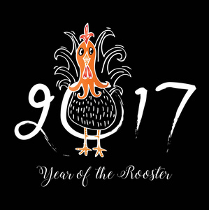 新的一年的中国符号。2017 年的红公鸡的形象