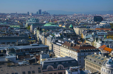 从大教堂维也纳城市中心鸟瞰图