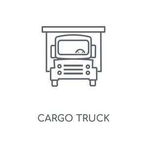 货车线性图标。货车概念行程符号设计。薄的图形元素向量例证, 在白色背景上的轮廓样式, eps 10