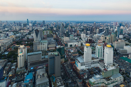 顶视图，曼谷市中央商业区市中心