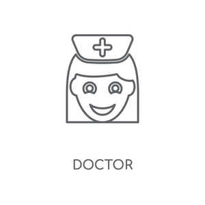 医生线性图标。医生概念中风符号设计。薄的图形元素向量例证, 在白色背景上的轮廓样式, eps 10