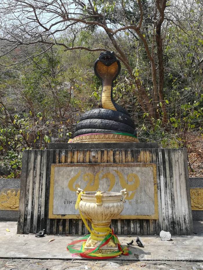 在泰国顶级旅游历史景点公园和户外的一条更大的蛇