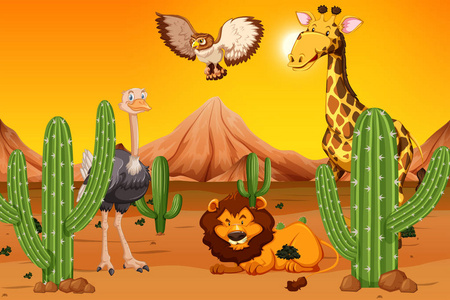 野生动物在沙漠例证