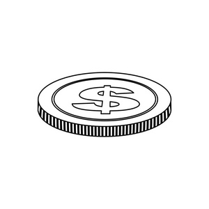 单色轮廓与图标硬币在水平位置