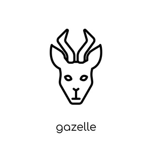 羚羊图标。时尚现代平面线性向量 gazelle 图标在白色背景从细线动物汇集, 可编辑的概述冲程向量例证