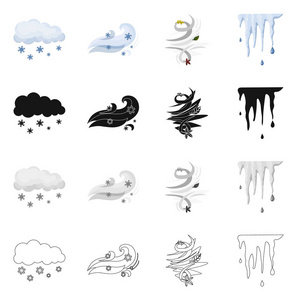 天气和气候符号的孤立对象。股票的天气和云矢量图标集