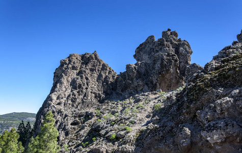 Nublo 乡村公园的火山岩层, 在大加那利岛的内陆, 加那利群岛, Nublo 乡村公园的 Spainvolcanic 岩层