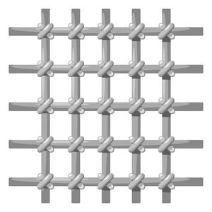 矢量图的老式监狱铁栏杆。钢棒的