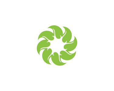 叶绿色自然标志和符号模板矢量