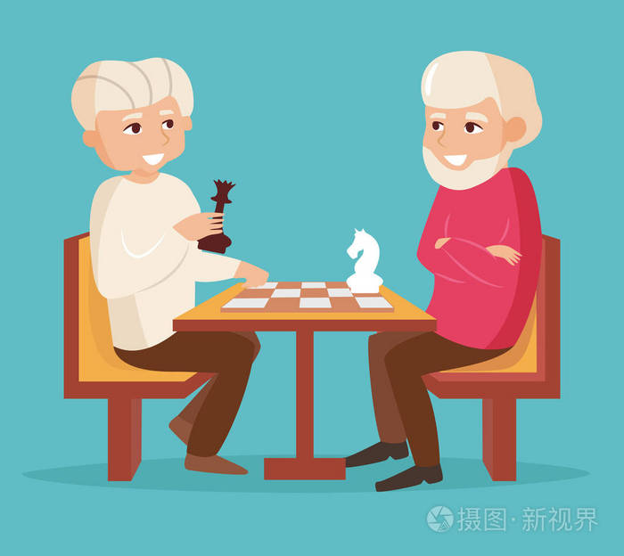 下棋的老人插画-正版商用图片0tptkb-摄图新视界