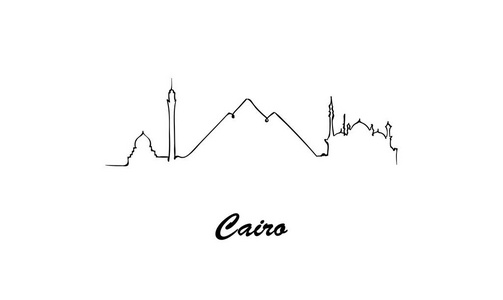 一条线样式开罗快速的速写向量例证在白色背景