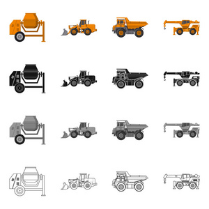 建造和建筑标志的矢量设计。集建与机械库存矢量图