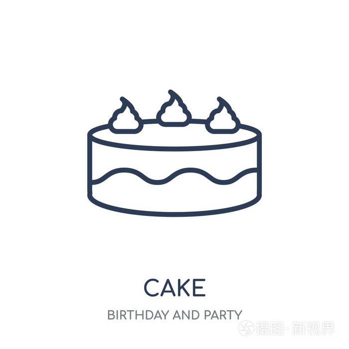 蛋糕线性符号设计从生日和派对收藏.