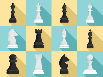 国际象棋图标集, 平面样式