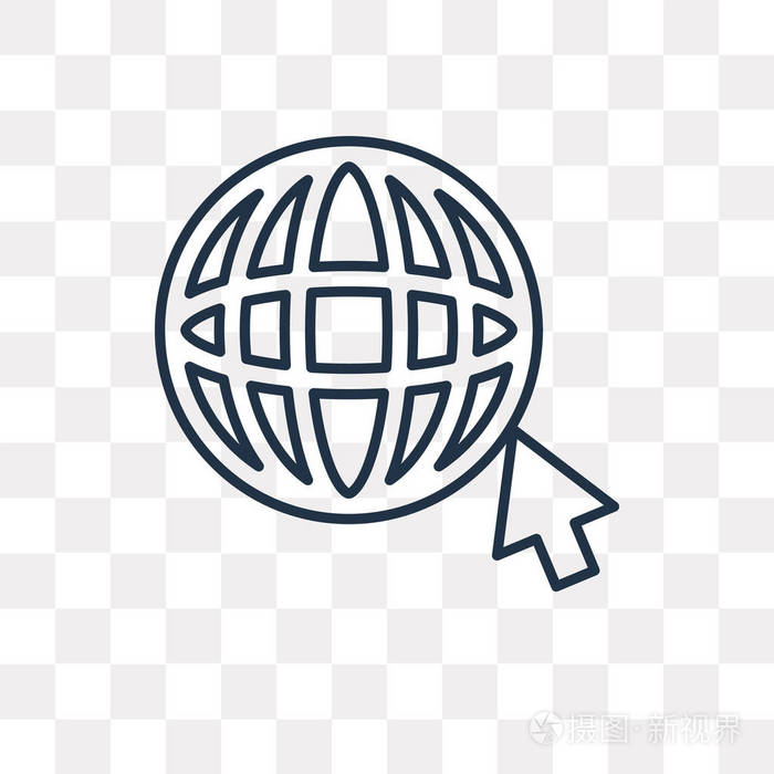 互联网矢量轮廓图标隔离在透明的背景下, 高质量的线性互联网透明度