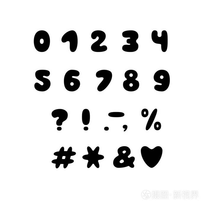 字母泡泡设计.数字和标点符号.字体矢量排版.epps 10