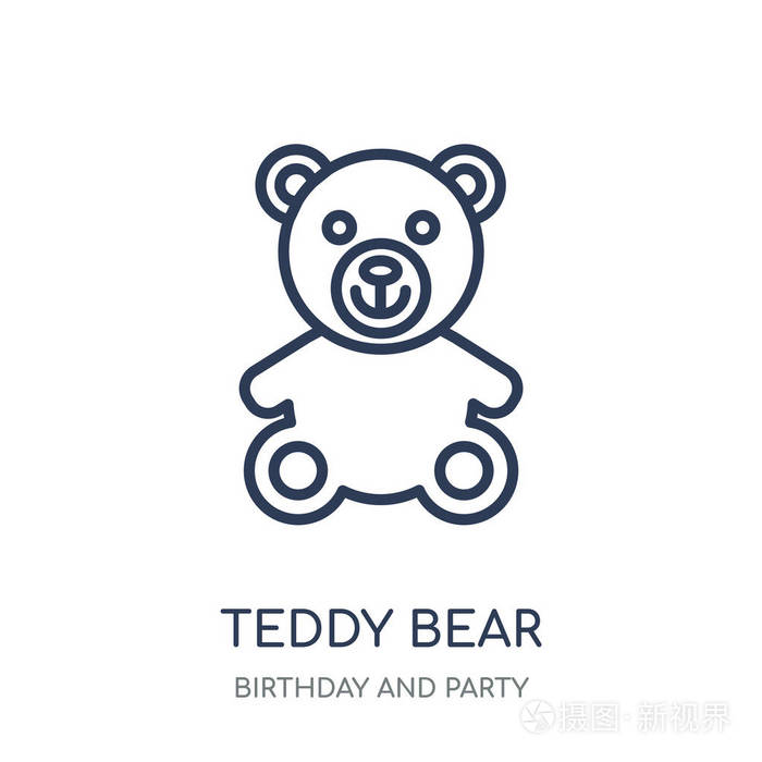 泰迪熊线性符号设计从生日和党收集.