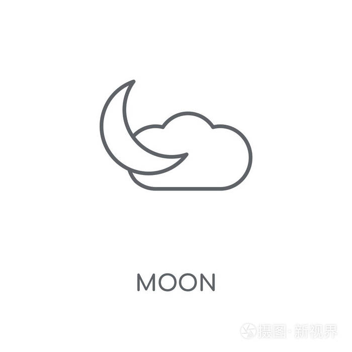 月亮概念笔画符号设计.
