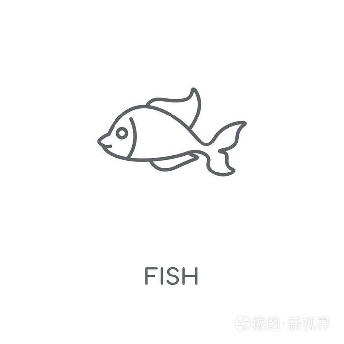 鱼的概念笔画符号设计.