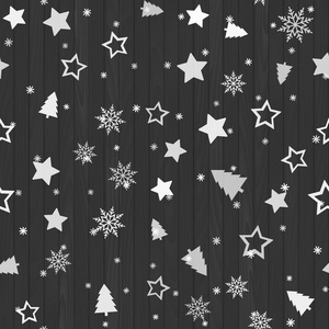 无缝的圣诞节背景与树, 星和雪。向量