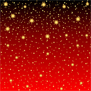 在红色背景上的点和星的金光纹理