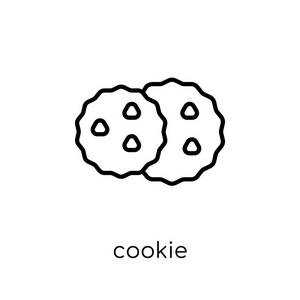 cookie 图标。时尚现代平面线性向量 cookie 图标在白色背景从细线圣诞收藏, 轮廓向量例证