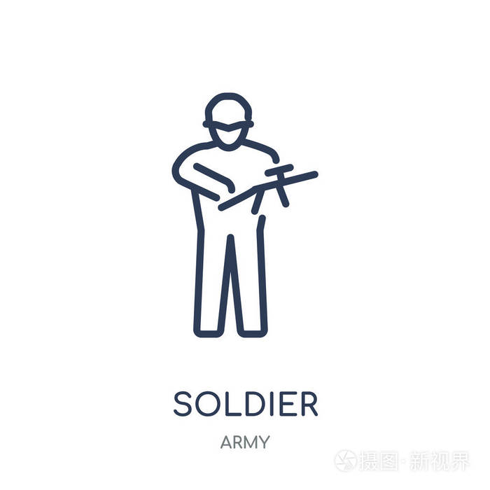 "士兵" 图标.士兵线性符号设计从军队集合