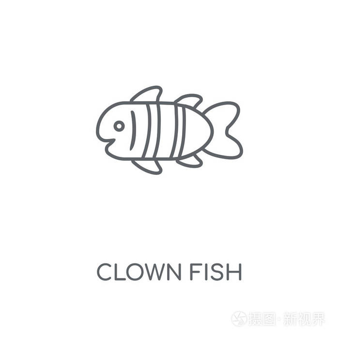 小丑鱼概念笔画符号设计.