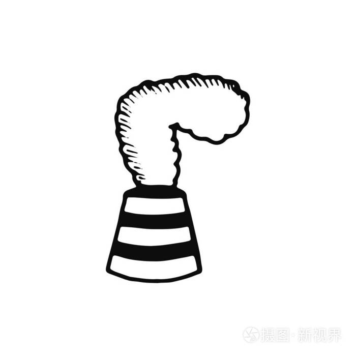 工厂烟囱和烟雾图标.独立的黑色对象