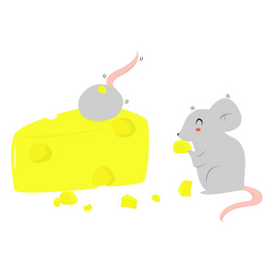 老鼠吃奶酪矢量