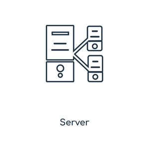 新潮设计风格的服务器图标。在白色背景上隔离的服务器图标。服务器矢量图标简单而现代的平面符号为网站移动徽标应用程序ui。服