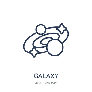 银河图标。从天文学收藏的星系线性符号设计